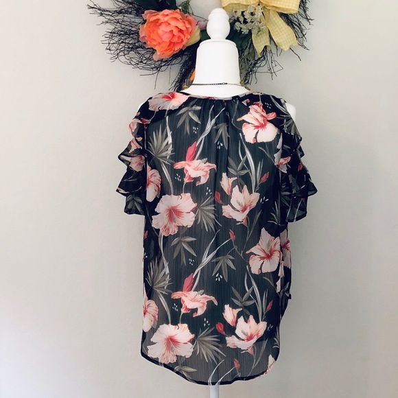 See-Thought Flower Print Top - Picture 2 of 5